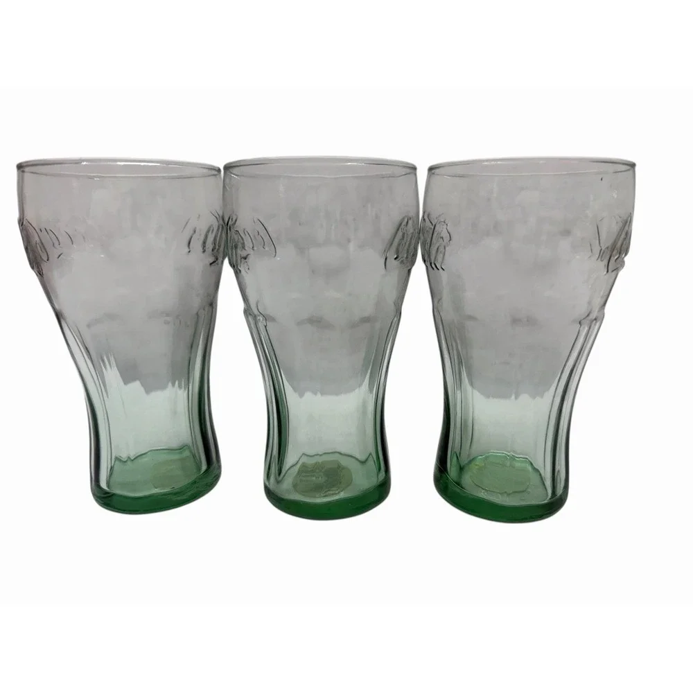3-Set Coca Cola Drinking Glasses (Green) 16.7oz. (494ml) New With Tags‎